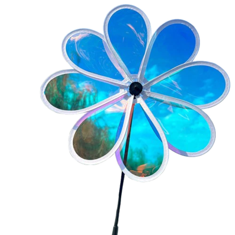 Wikz Twista Flower XL vindhjul i blå og grøn, fritlagt uden baggrund